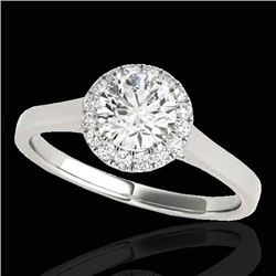1.11 CTW H-SI/I Certified Diamond Solitaire Halo Ring 10K White Gold - REF-167M3F - 33814