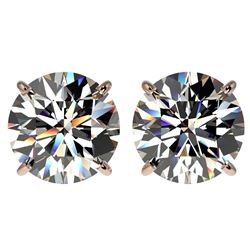 4 CTW Certified G-Si Quality Diamond Solitaire Stud Earrings 10K Rose Gold - REF-940F9M - 33132