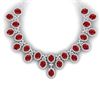 Image 1 : 81 CTW Royalty Designer Ruby & VS Diamond Necklace 18K White Gold - REF-1618X2T - 38622