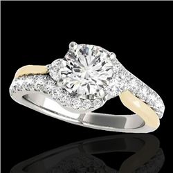 1.6 CTW H-SI/I Certified Diamond Bypass Solitaire Ring Two Tone 10K White & Yellow Gold - REF-180F2M