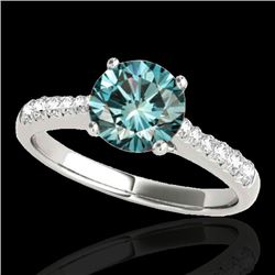 1.25 CTW SI Certified Fancy Blue Diamond Solitaire Ring 10K White Gold - REF-156X4T - 34824