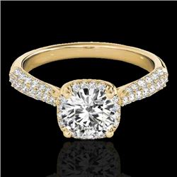 1.5 CTW H-SI/I Certified Diamond Solitaire Halo Ring 10K Yellow Gold - REF-177K6R - 33260