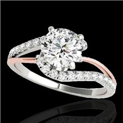 1.35 CTW H-SI/I Certified Diamond Bypass Solitaire Ring Two Tone 10K White & Rose Gold - REF-167Y3N 