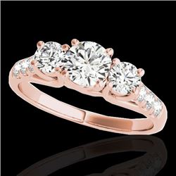 3.25 CTW H-SI/I Certified Diamond 3 Stone Ring 10K Rose Gold - REF-476Y4N - 35449