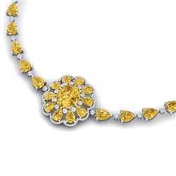 72.38 CTW Royalty Canary Citrine & VS Diamond Necklace 18K White Gold - REF-472H8W - 39180