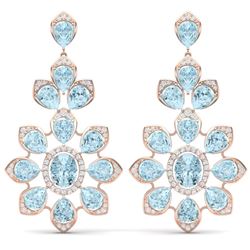 53.34 CTW Royalty Sky Topaz & VS Diamond Earrings 18K Rose Gold - REF-381M8F - 39055
