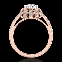 1.65 CTW VS/SI Diamond Solitaire Art Deco Micro Pave Ring 18K Rose Gold - REF-427Y3N - 36993