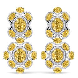29.21 CTW Royalty Canary Citrine & VS Diamond Earrings 18K White Gold - REF-409N3Y - 39324