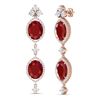 Image 4 : 15.81 CTW Royalty Designer Ruby & VS Diamond Earrings 18K Rose Gold - REF-309F3M - 38908
