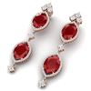 Image 5 : 15.81 CTW Royalty Designer Ruby & VS Diamond Earrings 18K Rose Gold - REF-309F3M - 38908