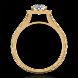 2 CTW Princess VS/SI Diamond Solitaire Micro Pave Ring 18K Yellow Gold - REF-472M8F - 37183