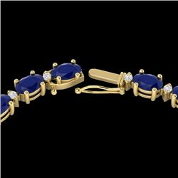 35 CTW Sapphire & VS/SI Diamond Certified Eternity Tennis Necklace 10K Yellow Gold - REF-231M8F - 21