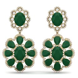 33.88 CTW Royalty Emerald & VS Diamond Earrings 18K Yellow Gold - REF-472Y8N - 39155
