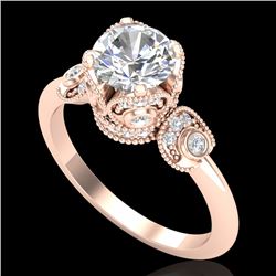 1.75 CTW VS/SI Diamond Solitaire Art Deco Ring 18K Rose Gold - REF-398T2X - 36855