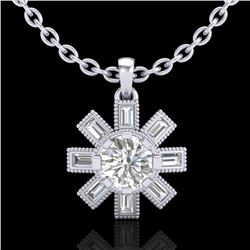 1.33 CTW VS/SI Diamond Solitaire Art Deco Stud Necklace 18K White Gold - REF-220K9R - 37067