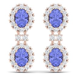 8.35 CTW Royalty Tanzanite & VS Diamond Earrings 18K Rose Gold - REF-263K6R - 38818