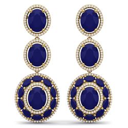 32.84 CTW Royalty Sapphire & VS Diamond Earrings 18K Yellow Gold - REF-436T4X - 39263