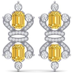25.35 CTW Royalty Canary Citrine & VS Diamond Earrings 18K White Gold - REF-490T9X - 38772