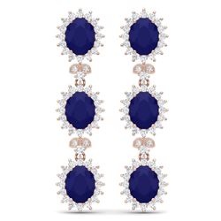 24.52 CTW Royalty Sapphire & VS Diamond Earrings 18K Rose Gold - REF-400K2R - 38644