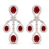 Image 1 : 25.08 CTW Royalty Designer Ruby & VS Diamond Earrings 18K Rose Gold - REF-490T9X - 38575