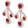 Image 2 : 25.08 CTW Royalty Designer Ruby & VS Diamond Earrings 18K Rose Gold - REF-490T9X - 38575