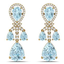 40.01 CTW Royalty Sky Topaz & VS Diamond Earrings 18K Yellow Gold - REF-290X9T - 38615