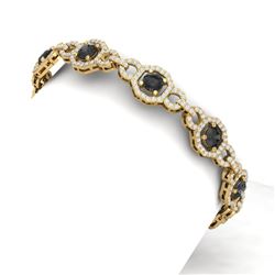12 CTW Black And White Diamond Bracelet 18K Yellow Gold - REF-455W5H - 40189