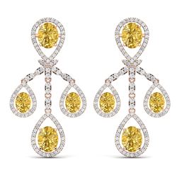 20.69 CTW Royalty Canary Citrine & VS Diamond Earrings 18K Rose Gold - REF-418F2M - 38587