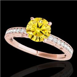 1.18 CTW Certified Si Intense Yellow Diamond Solitaire Antique Ring 10K Rose Gold - REF-174W5H - 346