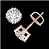 Image 4 : 1.07 CTW VS/SI Diamond Solitaire Art Deco Stud Earrings 18K Rose Gold - REF-200M2F - 36912