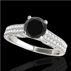 1.91 CTW Certified Vs Black Diamond Solitaire Antique Ring 10K White Gold - REF-70H9W - 34705