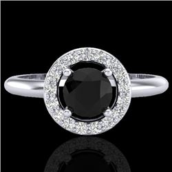 0.75 CTW Micro Pave Halo Solitaire VS/SI Diamond Certified Ring 18K White Gold - REF-54T2X - 23285