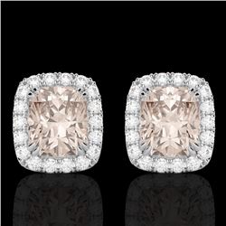 2.50 CTW Morganite & Micro Pave VS/SI Diamond Certified Halo Earrings 10K White Gold - REF-57R3K - 2