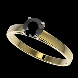 0.75 CTW Fancy Black VS Diamond Solitaire Engagement Ring 10K Yellow Gold - REF-28F5M - 32976
