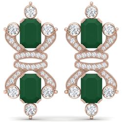 27.36 CTW Royalty Emerald & VS Diamond Earrings 18K Rose Gold - REF-600K2R - 38761