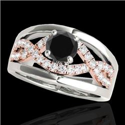 1.55 CTW Certified Vs Black Diamond Solitaire Ring Two Tone 10K White & Rose Gold - REF-81T6X - 3529