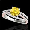 Image 1 : 1.4 CTW Certified Si Fancy Yellow Diamond Solitaire Ring 2 Tone 10K White & Rose Gold - REF-180M2F -