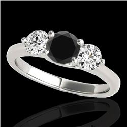 3 CTW Certified Vs Black Diamond 3 Stone Solitaire Ring 10K White Gold - REF-180X2T - 35397