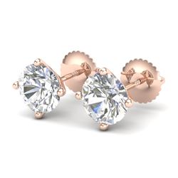 2.5 CTW VS/SI Diamond Bridal Solitaire Stud Earrings 18K Rose Gold - REF-668N2Y - 37308