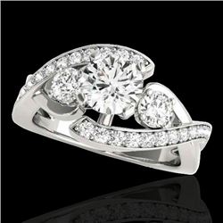 1.76 CTW H-SI/I Certified Diamond Bypass Solitaire Ring 10K White Gold - REF-209Y3N - 35036