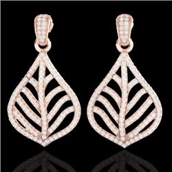 2.50 CTW Micro Pave VS/SI Diamond Certified Earrings Designer 14K Rose Gold - REF-185H3W - 21150