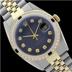 Rolex Men's Two Tone 14K Gold/SS, QuickSet, Diam Dial & Diam/Sapphire Bezel - REF-474K5R