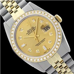 Rolex Men's Two Tone 14K Gold/SS , QuickSet, Diamond Dial & Diamond Bezel  - REF-480R2Z