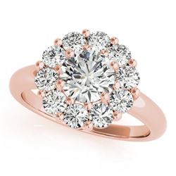 1.38 CTW Certified VS/SI Diamond Solitaire Halo Ring 18K Rose Gold - REF-226N2Y - 27013