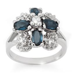 1.33 CTW Blue Sapphire & Diamond Ring 14K White Gold - REF-44N5Y - 10817