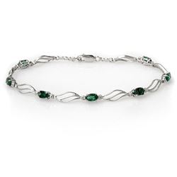2.02 CTW Emerald & Diamond Bracelet 10K White Gold - REF-37N8Y - 10833