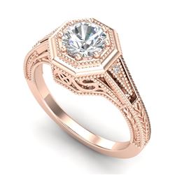 0.84 CTW VS/SI Diamond Solitaire Art Deco Ring 18K Rose Gold - REF-236M4F - 37092