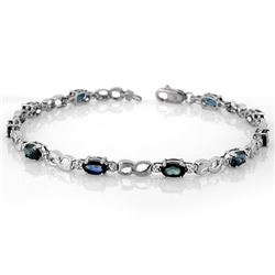 3.51 CTW Blue Sapphire & Diamond Bracelet 18K White Gold - REF-56H2W - 11487
