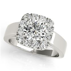 1.55 CTW Certified VS/SI Diamond Solitaire Halo Ring 18K White Gold - REF-433R3K - 26898