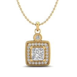0.91 CTW Princess VS/SI Diamond Art Deco Stud Necklace 18K Yellow Gold - REF-145H5W - 37132